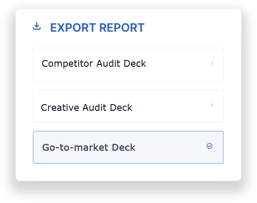 Export report interface